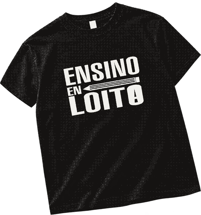 Camiseta negra coa mensaxe «Ensino en loita»