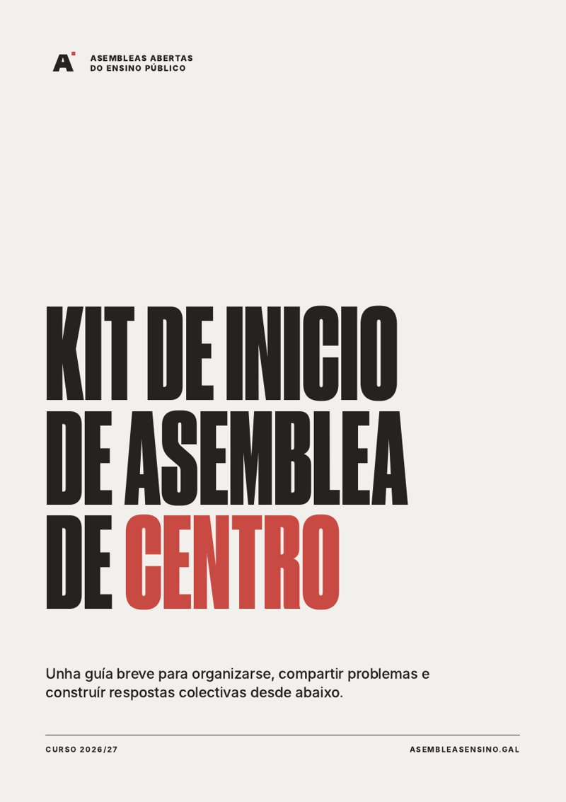 Portada do kit de inicio de asemblea de centro, versión en cor
