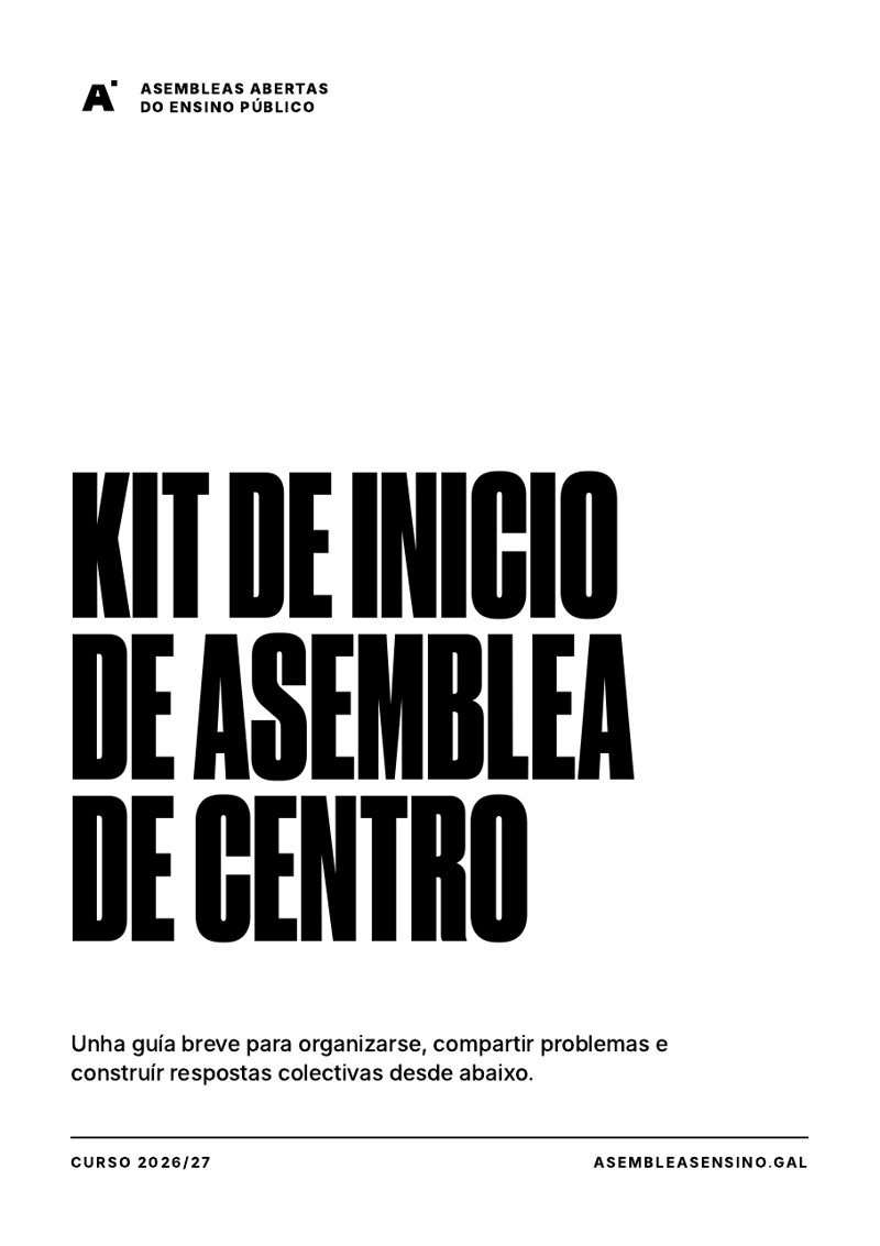 Portada do kit de inicio de asemblea de centro, versión imprimíbel en branco e negro